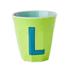 Rice melamine beker letter L lichtgroen