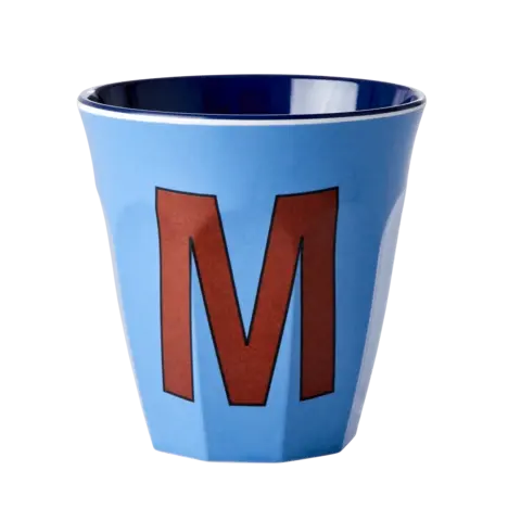 Rice beker letter M blauw