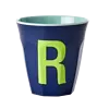 Rice melamine beker letter R donkerblauw