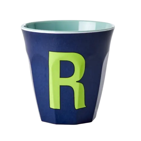 Rice alfabet beker letter R donkerblauw