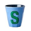 Rice melamine beker letter S blauw