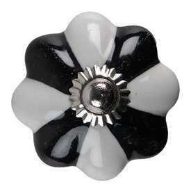 Clayre & Eef Deurknopje bloem zwart wit