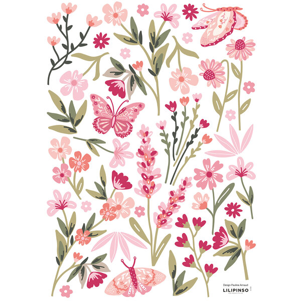 Lilipinso Lilipinso muursticker kinderkamer bloemen Magenta Garden