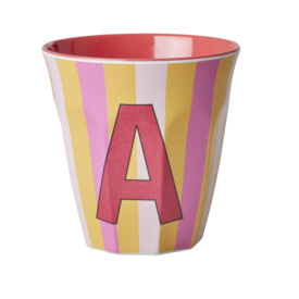 rice Denmark Rice alfabet beker letter A  strepen rood roze