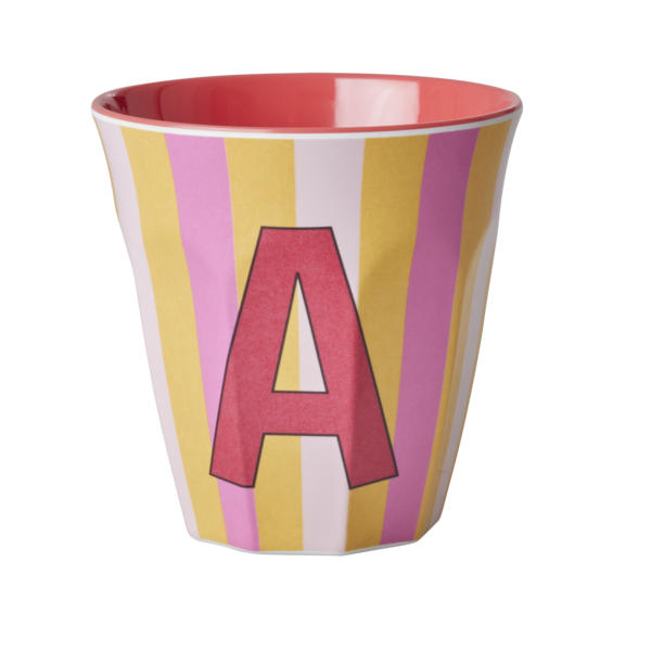 rice Denmark Rice melamine beker letter A strepen rood roze