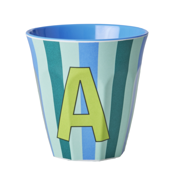 rice Denmark Rice melamine beker letter A strepen groen blauw