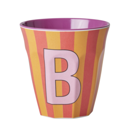 rice Denmark Rice alfabet beker letter B  strepen oranje roze