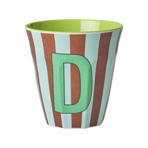 rice Denmark Rice melamine beker letter D strepen groen bruin