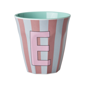 rice Denmark Rice alfabet beker letter E strepen blauw roze