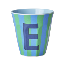 rice Denmark Rice alfabet beker letter E strepen blauw groen