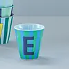 Rice melamine beker letter E strepen blauw groen