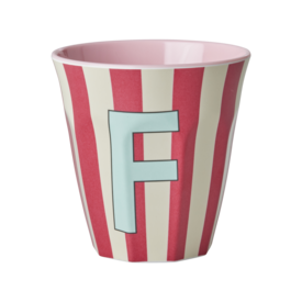 rice Denmark Rice alfabet beker letter F strepen rood creme