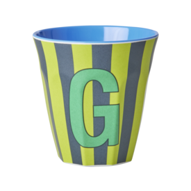rice Denmark Rice alfabet beker letter G strepen blauw groen