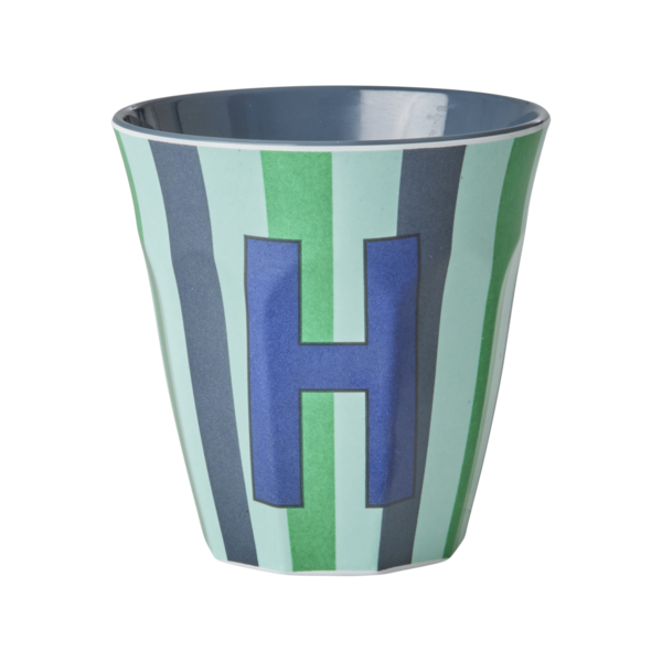 rice Denmark Rice melamine beker letter H strepen blauw groen