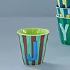 Rice melamine beker letter J strepen groen bruin