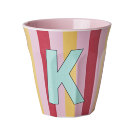 rice Denmark Rice alfabet beker letter K strepen blauw roze