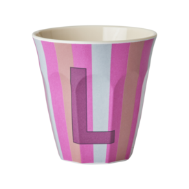 rice Denmark Rice alfabet beker letter L strepen blauw roze