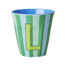 rice Denmark Rice alfabet beker letter L strepen blauw groen