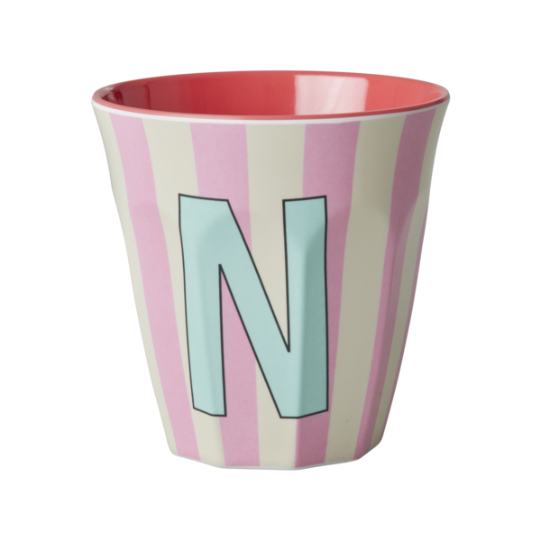 rice Denmark Rice melamine beker letter N strepen roze creme