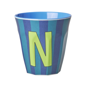 rice Denmark Rice alfabet beker letter N strepen groen blauw
