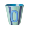 Rice melamine beker letter O strepen groen blauw