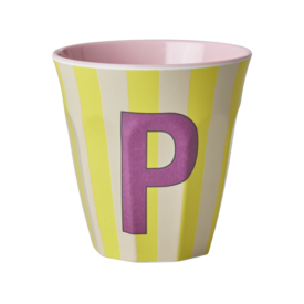 rice Denmark Rice alfabet beker letter P strepen geel beige