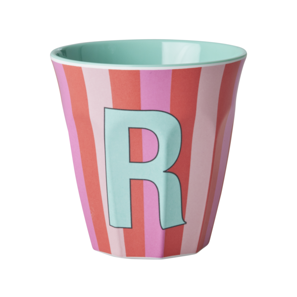 rice Denmark Rice melamine alfabet beker letter R strepen roze blauw