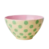 Rice melamine salade schaal stippen Green Dots print