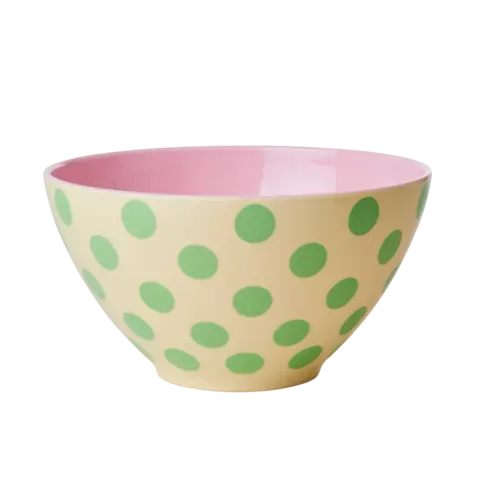 Rice melamine salade schaal stippen Green Dots print