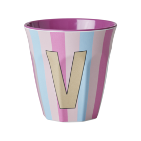 rice Denmark Rice alfabet beker letter V strepen roze blauw