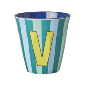 rice Denmark Rice alfabet beker letter V strepen blauw groen