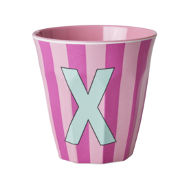 rice Denmark Rice alfabet beker letter X strepen roze blauw