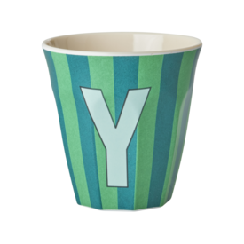 rice Denmark Rice alfabet beker letter Y strepen blauw groen
