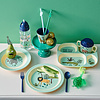 Rice melamine kinderbordje Jungle met vakjes blauw