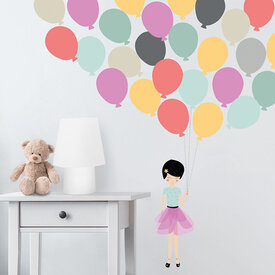 Nouvelles Images Nouvelles Images muursticker meisje met ballonnen