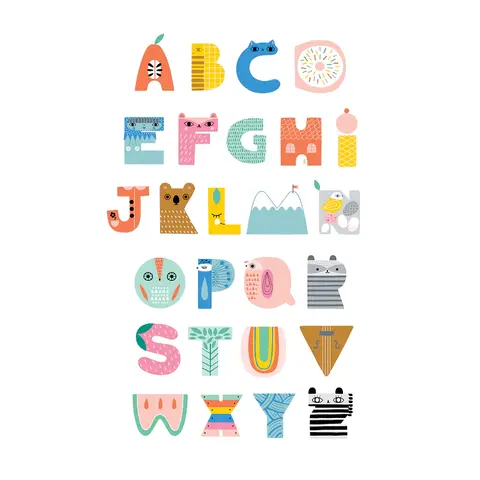 Petit Monkey kinderposter A3 alfabet