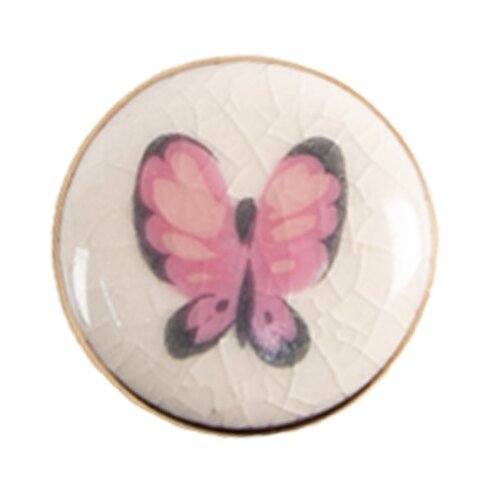 Kastknopje klein rond met roze vlinder