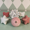 Clayre & Eef deurknop rond roze wit reliëf