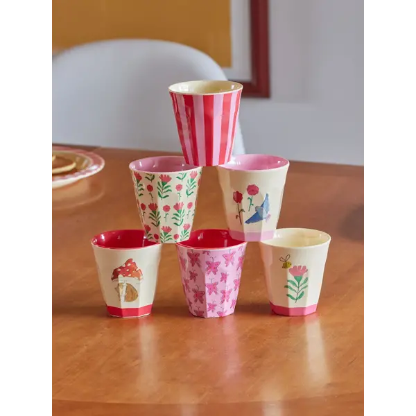 rice Denmark Rice  melamine kinderbekers Happy Forest print roze