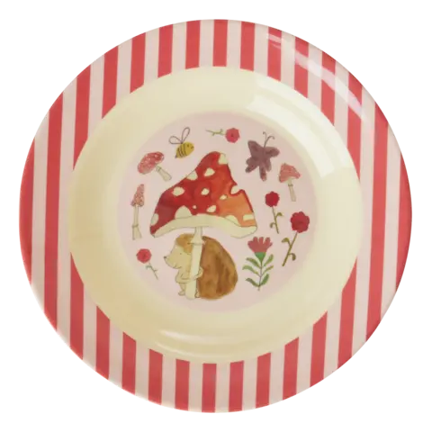 Rice melamine diep bord Happy Forest print egel