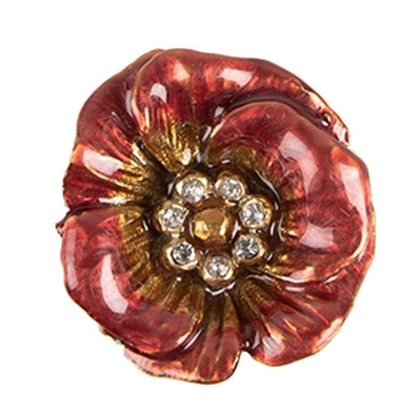 Clayre & Eef Clayre & Eef deurknop bloem rood goud met strass steentjes