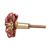 Clayre & Eef deurknop bloem rood goud met strass steentjes