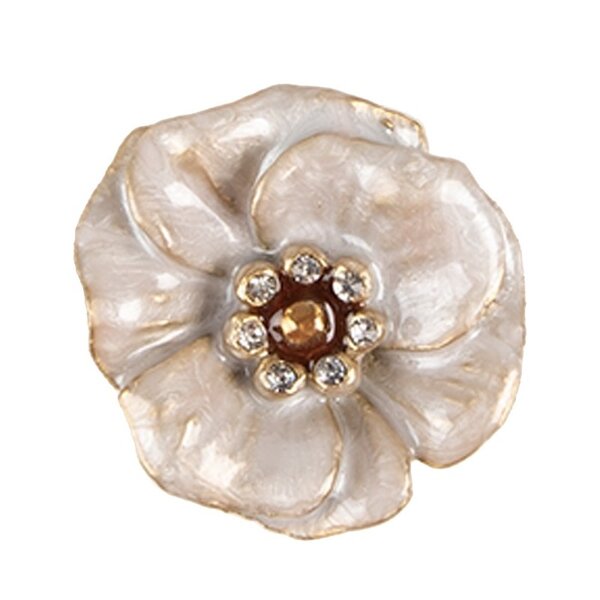 Clayre & Eef Clayre & Eef deurknop bloem wit goud met strass steentjes