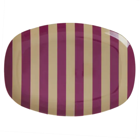 Rice melamine bord ovaal Strepen print Plum