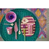 Rice melamine bord ovaal Stripes print Plum