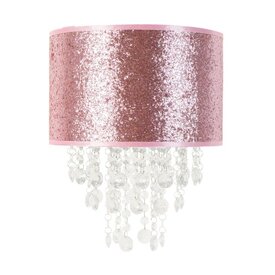  Kinderlamp roze glitter met transparante kralen