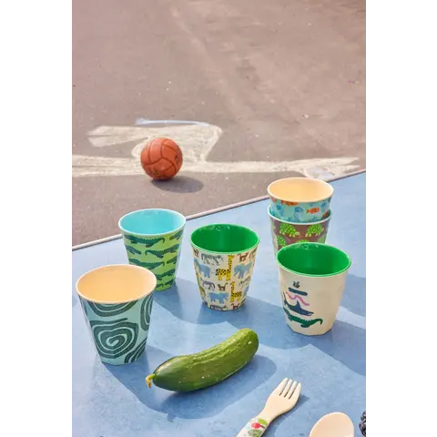 Rice melamine bekers dieren Wildlife print mint klein