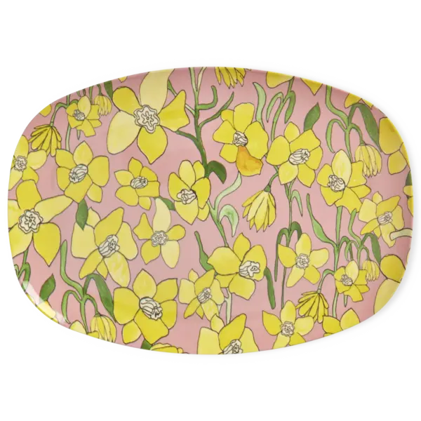 rice Denmark Rice melamine bord ovaal bloemen Daffodil print