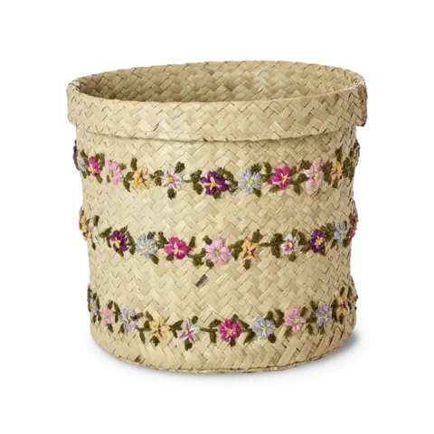 Rice opbergmand rond bloemen