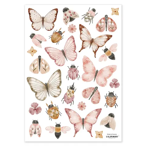 Lilipinso muursticker Coccinella vlinders en kevers